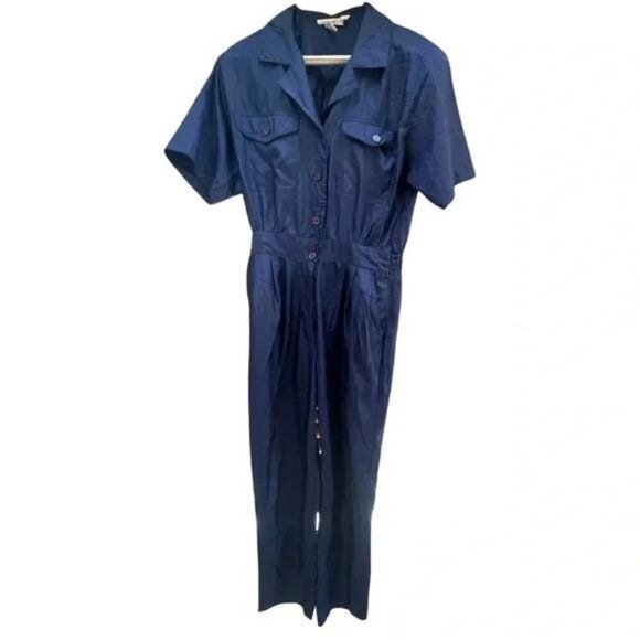 Vintage 1980s–90s Navy Blue Jumpsuit Romper – Laura & Jayme Elastic‑Waist One‑Pi - Picture 8 of 8